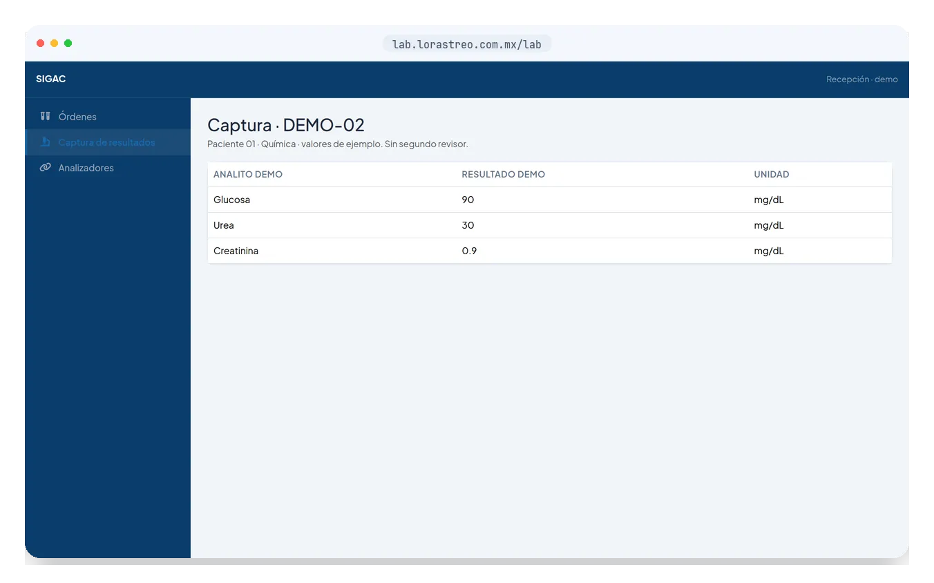 Captura de demostración de resultados por tipo de estudio